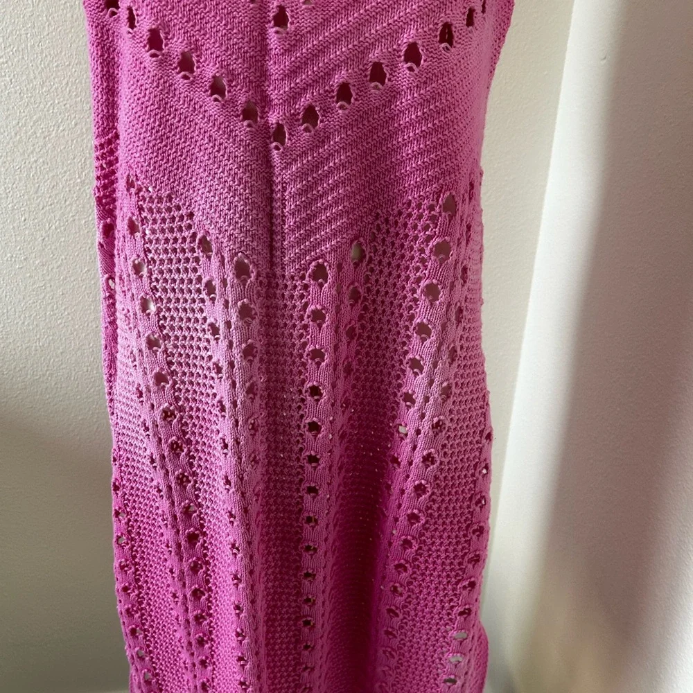 Aerie Bright Pink Crochet Cover-up Dress - Picture 3 of 5